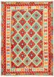 Bordered  Geometric Red Area rug 4x6 Turkish Flat-weave 330248