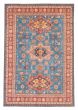 Bordered  Geometric Blue Area rug Unique Afghan Hand-knotted 381737
