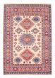 Bordered  Geometric Ivory Area rug 4x6 Afghan Hand-knotted 381897