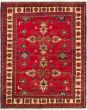 Bordered  Geometric Red Area rug 4x6 Afghan Hand-knotted 281507