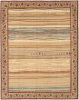 Bordered  Transitional Green Area rug 6x9 Nepal Hand-knotted 284494