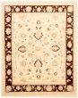 Bordered  Traditional Ivory Area rug 6x9 Pakistani Hand-knotted 330594