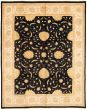 Bordered  Traditional Black Area rug 6x9 Afghan Hand-knotted 330810