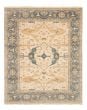 Bordered  Traditional Ivory Area rug 6x9 Indian Hand-knotted 332185