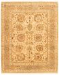 Bordered  Traditional Ivory Area rug 6x9 Indian Hand-knotted 335413