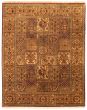 Bordered  Traditional Brown Area rug 6x9 Indian Hand-knotted 335509
