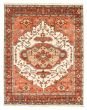 Bordered  Traditional Ivory Area rug 6x9 Indian Hand-knotted 344151