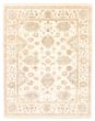 Bordered  Traditional Ivory Area rug 6x9 Indian Hand-knotted 344814