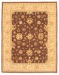 Bordered  Traditional Brown Area rug 6x9 Indian Hand-knotted 356561