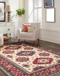 Bordered  Traditional Ivory Area rug Unique Afghan Hand-knotted 376677