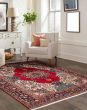 Bordered  Traditional Red Area rug 6x9 Persian Hand-knotted 382633