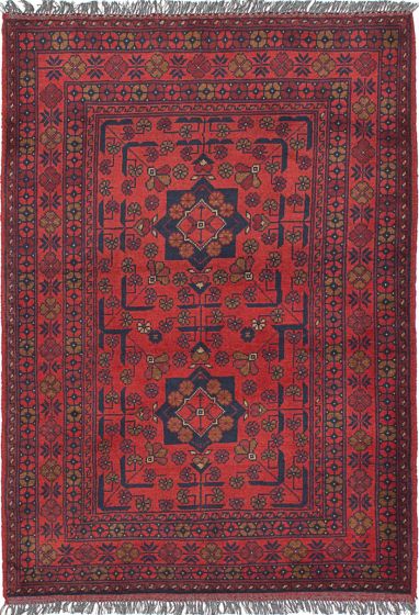 Traditional Red Area rug 3x5 Afghan Hand-knotted 238402