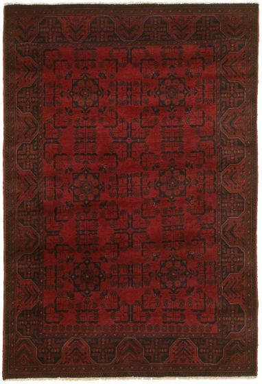 Bordered  Tribal Red Area rug 3x5 Afghan Hand-knotted 313310