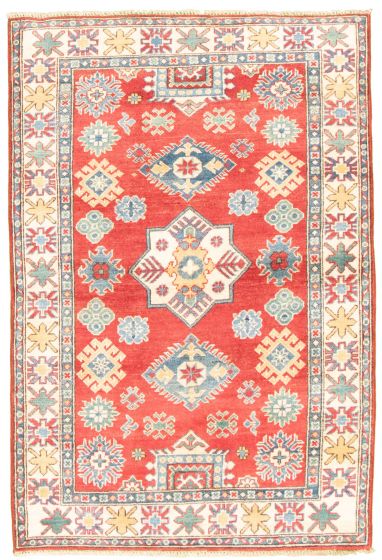 Bordered  Traditional Red Area rug 3x5 Afghan Hand-knotted 328951