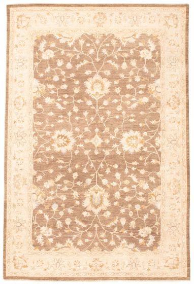 Bordered  Traditional Brown Area rug 6x9 Pakistani Hand-knotted 330456