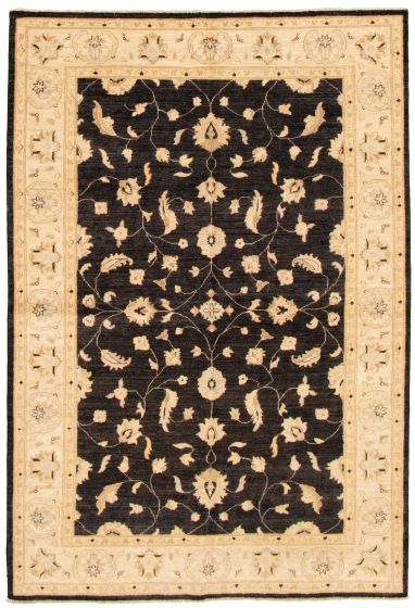 Bordered  Traditional Black Area rug 5x8 Afghan Hand-knotted 331086