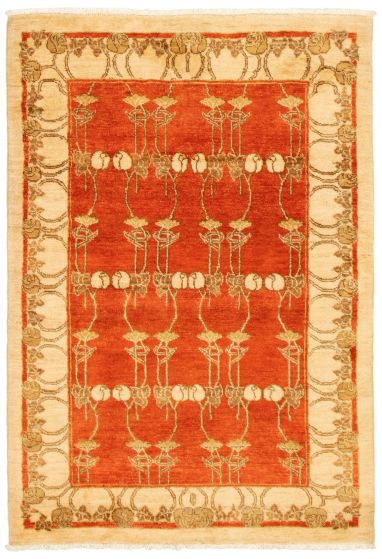 Bordered  Transitional Brown Area rug 3x5 Pakistani Hand-knotted 341335