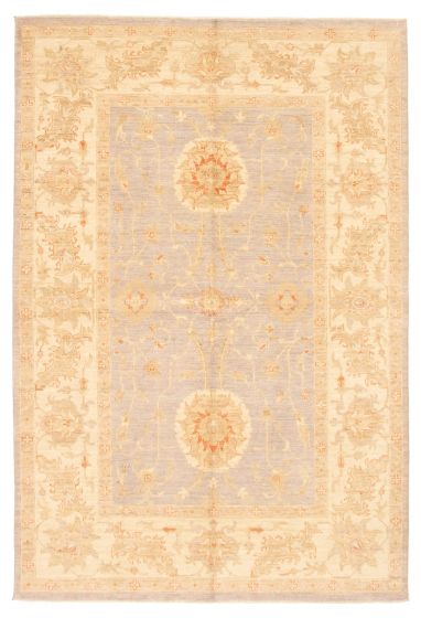 Bordered  Traditional Grey Area rug 5x8 Afghan Hand-knotted 345873