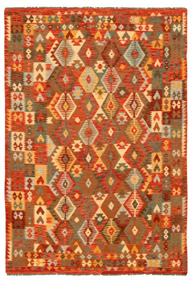 Flat-weaves & Kilims  Traditional Red Area rug 6x9 Turkish Flat-weave 346125