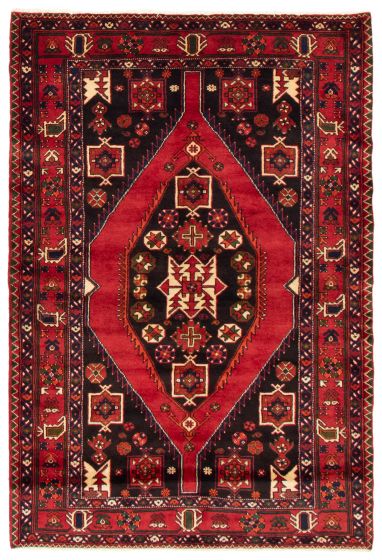 Bordered  Tribal Red Area rug 4x6 Turkish Hand-knotted 352003