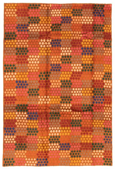Bohemian  Tribal Orange Area rug 6x9 Afghan Hand-knotted 354354