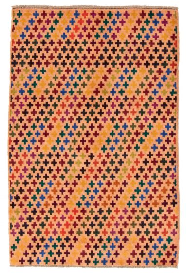Bohemian  Tribal Orange Area rug 3x5 Afghan Hand-knotted 354422