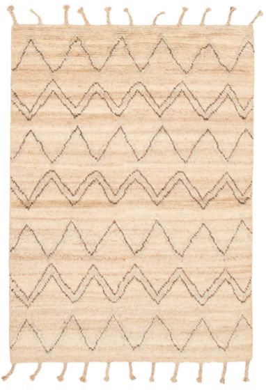 Bohemian  Tribal Brown Area rug 4x6 Indian Hand-knotted 355119