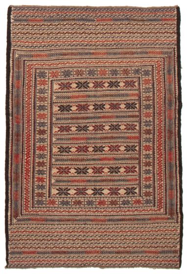 Bordered  Tribal Red Area rug 3x5 Afghan Flat-weave 356026