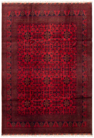 Bordered  Traditional Red Area rug 6x9 Afghan Hand-knotted 364433