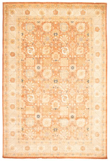 Traditional Brown Area rug Unique Pakistani Hand-knotted 368344