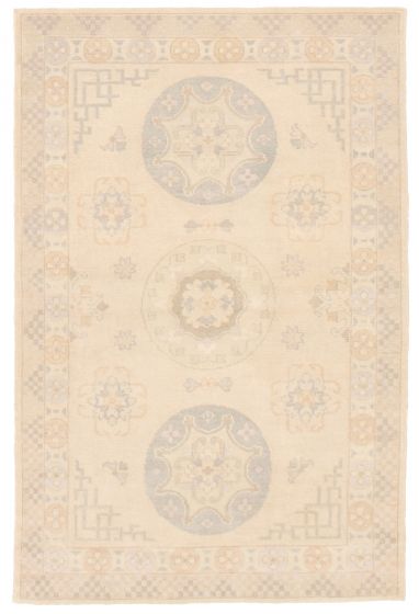 Bordered  Traditional Yellow Area rug 3x5 Turkish Hand-knotted 373998