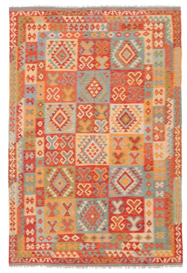 Flat-weaves & Kilims  Geometric Red Area rug 6x9 Turkish Flat-Weave 374481