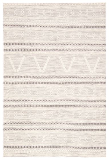 Carved  Tribal Grey Area rug 5x8 Indian Flat-Weave 374587