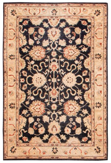 Bordered  Traditional Black Area rug 3x5 Afghan Hand-knotted 374813