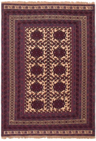 Bordered  Tribal Red Area rug 6x9 Afghan Hand-knotted 375790