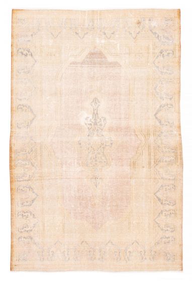 Bordered  Vintage/Distressed Brown Area rug 6x9 Turkish Hand-knotted 378079