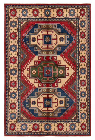 Geometric  Traditional Red Area rug 5x8 Afghan Hand-knotted 389928