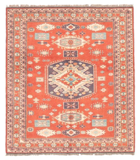 Bordered  Traditional Red Area rug 5x8 Afghan Hand-knotted 373396