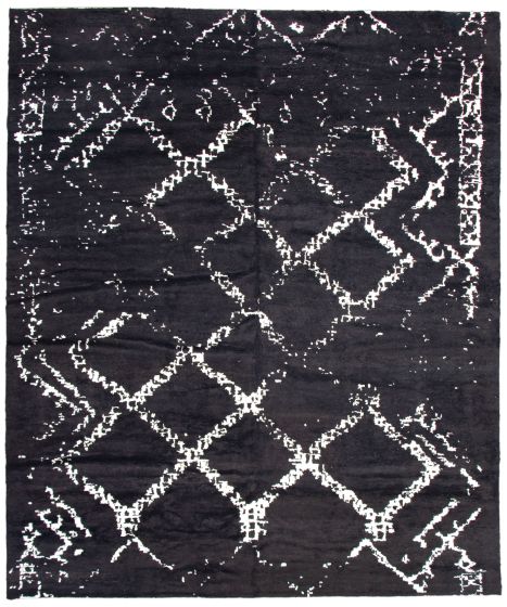 Casual  Transitional Black Area rug 12x15 Indian Hand-knotted 339227