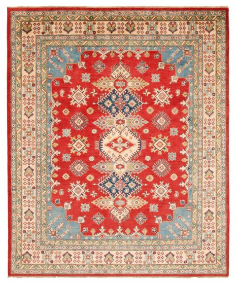 Bordered  Traditional Red Area rug 6x9 Afghan Hand-knotted 363313