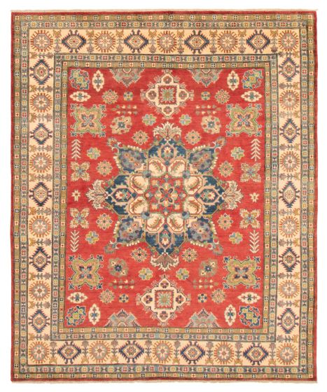 Bordered  Traditional Red Area rug 6x9 Afghan Hand-knotted 363624