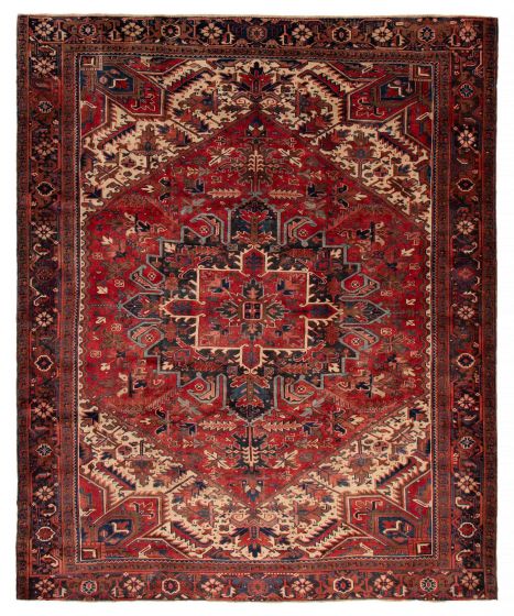 Geometric  Traditional Red Area rug 9x12 Turkish Hand-knotted 393073