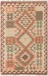 Bordered  Traditional Yellow Area rug 3x5 Turkish Flat-Weave 297926