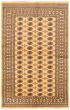 Bordered  Tribal Yellow Area rug Unique Pakistani Hand-knotted 328632