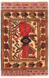 Bordered  Tribal Ivory Area rug 4x6 Afghan Hand-knotted 342730