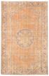 Bordered  Vintage Brown Area rug 6x9 Turkish Hand-knotted 358711