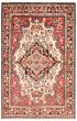 Bordered  Traditional Ivory Area rug 4x6 Persian Hand-knotted 364883