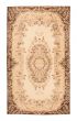 Bordered  Vintage Ivory Area rug 4x6 Turkish Hand-knotted 367476