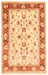 Bordered  Traditional Ivory Area rug 5x8 Afghan Hand-knotted 369496