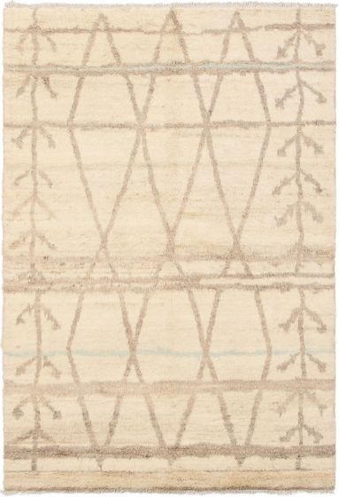 Casual  Transitional Ivory Area rug 5x8 Indian Hand-knotted 287027